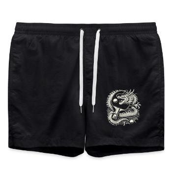 Drachen Tischtennis Kunstwerk mit Schläger - Badeshorts - Schwarz - Vorne - AI Model Male 185 light (185cm)