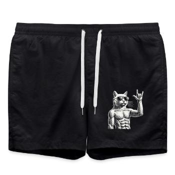 Musique Rock Heavy Metal Cat Festival - Short de bain - noir - Devant - AI Model Male 185 light (185cm)