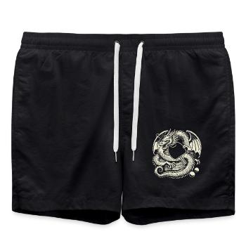 Drachen Tischtennis Kunst für Tischtennisfans - Badeshorts - Schwarz - Vorne - AI Model Male 185 light (185cm)