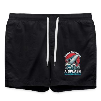 Observation des baleines : une éclaboussure au-dessus de l’animal marin - Short de bain - noir - Devant - AI Model Male 185 light (185cm)