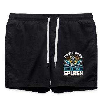 Whale Watching The Best Views Come With Sea Lover - Swim Trunks - black - Front - AI Model Male 185 light (185cm)
