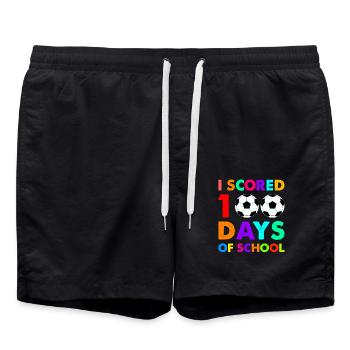 J’ai marqué 100 jours d’école - Soccer Design - Short de bain - noir - Devant - AI Model Male 185 light (185cm)