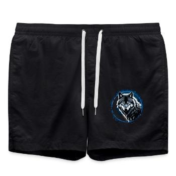 Wolf Liebhaber Wildtier Kunst Wolf Bunt Tier - Badeshorts - Schwarz - Vorne - AI Model Male 185 light (185cm)