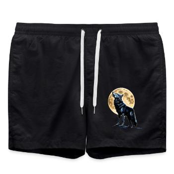 Wolf Liebhaber Wildtier Kunst Wolf Bunt Tier - Badeshorts - Schwarz - Vorne - AI Model Male 185 light (185cm)