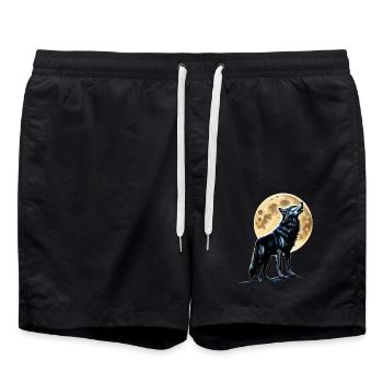 Wolf Liebhaber Wildtier Kunst Wolf Bunt Tier - Badeshorts - Schwarz - Vorne - AI Model Male 185 light (185cm)