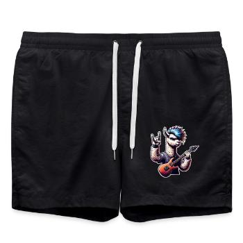 Alpaca Rock and Roll Guitarist - Swim Trunks - black - Front - AI Model Male 185 light (185cm)