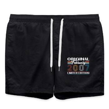 February 2007 Vintage Birthday 2007 Gift - Swim Trunks - black - Front - AI Model Male 185 light (185cm)