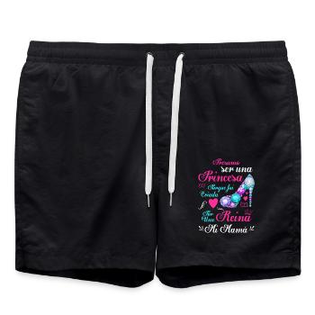Prinzessin und Königin: Geschenk für Mama - Badeshorts - Schwarz - Vorne - AI Model Male 185 light (185cm)