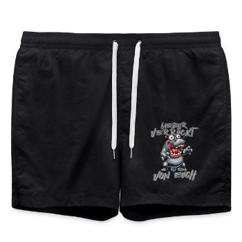 Verrücktes Nilpferd Lieber verrückt als einer von - Badeshorts - Schwarz - Vorne - AI Model Male 185 light (185cm)