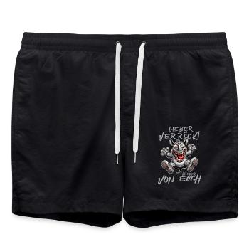 Verrücktes Nilpferd Lieber verrückt als einer von - Badeshorts - Schwarz - Vorne - AI Model Male 185 light (185cm)