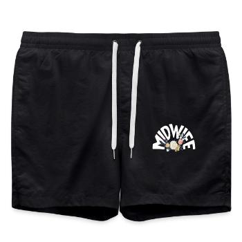Hebamme Blumenmotiv Eleganz - Badeshorts - Schwarz - Vorne - AI Model Male 185 light (185cm)