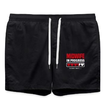 Hebamme Im Werden Bitte Warten - Badeshorts - Schwarz - Vorne - AI Model Male 185 light (185cm)