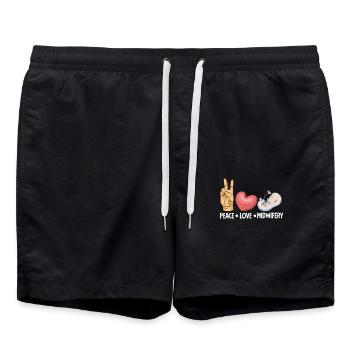 Frieden Liebe Hebamme Design - Badeshorts - Schwarz - Vorne - AI Model Male 185 light (185cm)