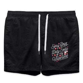 Sorry Boyz Dirty Soda is my Valentine - Badeshorts - Schwarz - Vorne - AI Model Male 185 light (185cm)