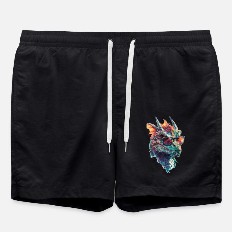 Drachen - Badeshorts - Schwarz