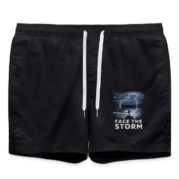 Face The Storm Power Strength Thunder Design - Badeshorts - Schwarz - Vorne - AI Model Male 185 light (185cm)