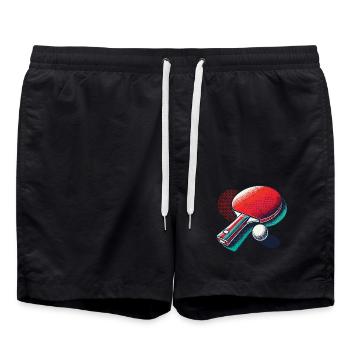 Tennis de table Rétro Vintage Style Raquette de Tennis de Table - Short de bain - noir - Devant - AI Model Male 185 light (185cm)