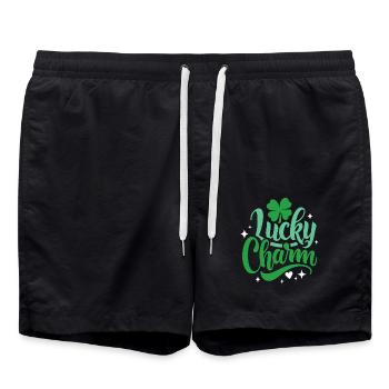Lucky Charm - St. Patrick's Day - Ireland - Swim Trunks - black - Front - AI Model Male 185 light (185cm)