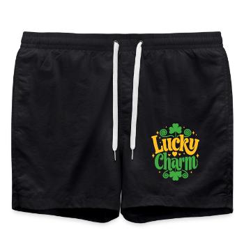 Lucky Charm - St. Patrick's Day - Ireland - Swim Trunks - black - Front - AI Model Male 185 light (185cm)