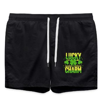 Lucky Charm - St. Patrick's Day - Ireland - Swim Trunks - black - Front - AI Model Male 185 light (185cm)