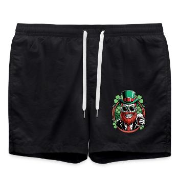 Crâne de lutin - Saint-Patrick - Irlande - Short de bain - noir - Devant - AI Model Male 185 light (185cm)