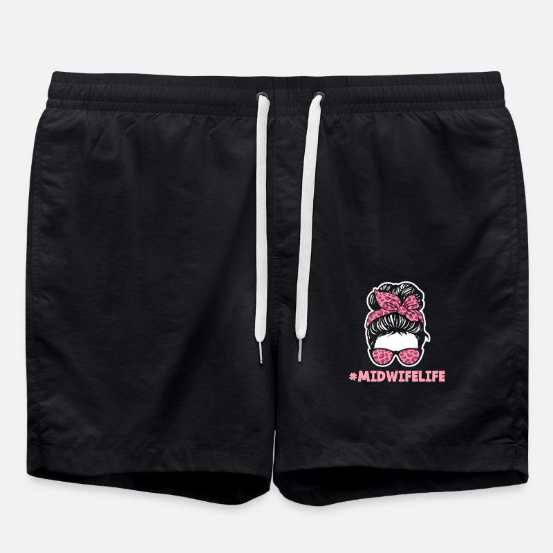 #Hebammenleben Stylish glasses - Swim Trunks - black