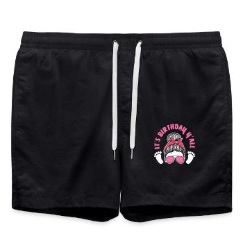 Geburtstag Hebamme Style It's Birthday Y'All - Badeshorts - Schwarz - Vorne - AI Model Male 185 light (185cm)