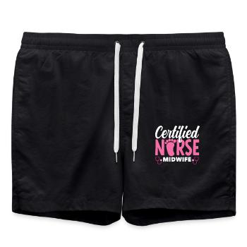 Zertifizierte Hebamme Stolz - Badeshorts - Schwarz - Vorne - AI Model Male 185 light (185cm)