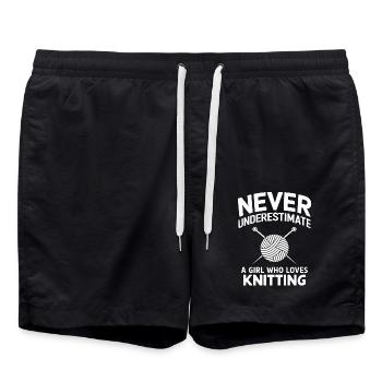 tricot disant laine drôle tricot cadeau - Short de bain - noir - Devant - AI Model Male 185 light (185cm)