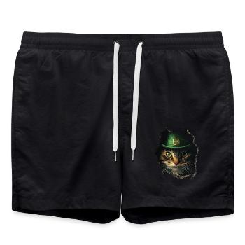 St. Patrick Katze - Badeshorts - Schwarz - Vorne - AI Model Male 185 light (185cm)