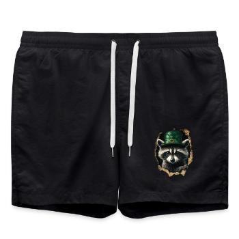 St. Patrick Waschbär - Badeshorts - Schwarz - Vorne - AI Model Male 185 light (185cm)