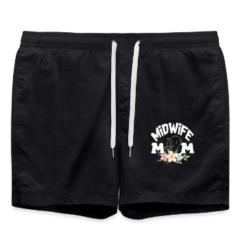 Hebamme Mama Liebevoller Blumenstrauß - Badeshorts - Schwarz - Vorne - AI Model Male 185 light (185cm)