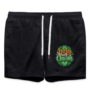 Lucky Charm - St. Patrick's Day - Ireland - Swim Trunks - black - Front - AI Model Male 185 light (185cm)