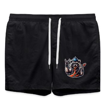 Raccoon Guitariste de rock and roll - Short de bain - noir - Devant - AI Model Male 185 light (185cm)