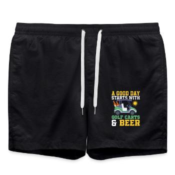 A Good Day Starts With Golf Carts & Beer Golfer Ho - Badeshorts - Schwarz - Vorne - AI Model Male 185 light (185cm)