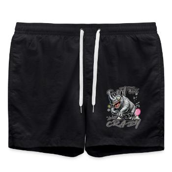 Mignon mais fou rhino style bande dessinée Motif drôle - Short de bain - noir - Devant - AI Model Male 185 light (185cm)
