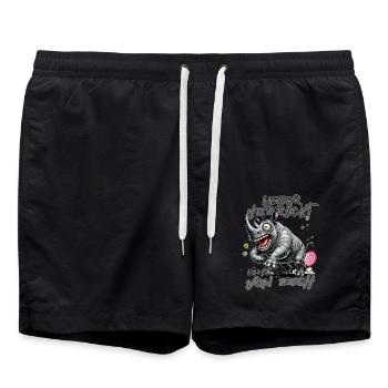 Verrücktes Nilpferd Lieber verrückt als einer von - Badeshorts - Schwarz - Vorne - AI Model Male 185 light (185cm)