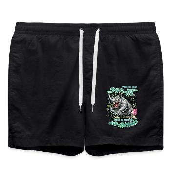 Rhinocéros fou au bord de la folie style bande dessinée - Short de bain - noir - Devant - AI Model Male 185 light (185cm)