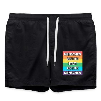 Menschenrechte statt rechte Menschen - Badeshorts - Schwarz - Vorne - AI Model Male 185 light (185cm)