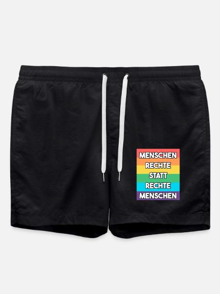 Menschenrechte statt rechte Menschen - Badeshorts - Schwarz