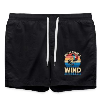 Le kitesurf là où il y a du vent aime le surf - Short de bain - noir - Devant - AI Model Male 185 light (185cm)