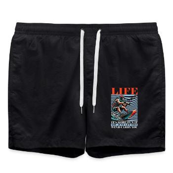 La vie de kitesurf est plus amusante si vous faites de la planche à voile - Short de bain - noir - Devant - AI Model Male 185 light (185cm)