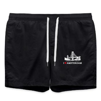 I Love Amsterdam Golden Gate Bridge Netherland Pun - Swim Trunks - black - Front - AI Model Male 185 light (185cm)