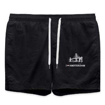 J’aime Amsterdam Golden Gate Bridge Pun Heart Flag - Short de bain - noir - Devant - AI Model Male 185 light (185cm)