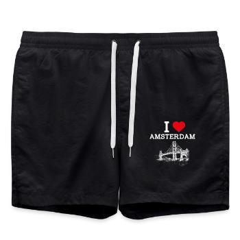 I Love Amsterdam Netherland Golden Gate Bridge Pun - Swim Trunks - black - Front - AI Model Male 185 light (185cm)