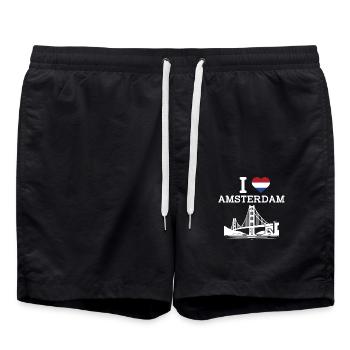 I Love Amsterdam Heart Flag Golden Gate Bridge Fun - Swim Trunks - black - Front - AI Model Male 185 light (185cm)