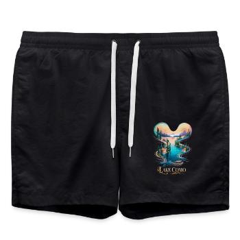 Comer See Ikonische italienische Schönheit Reise - Badeshorts - Schwarz - Vorne - AI Model Male 185 light (185cm)