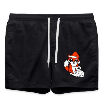 Fuchs Rotfuchs Weihnachtsmann Weihnachten Geschenk - Badeshorts - Schwarz - Vorne - AI Model Male 185 light (185cm)
