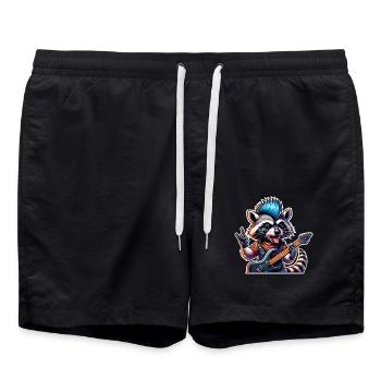 Raccoon Guitariste de rock and roll - Short de bain - noir - Devant - AI Model Male 185 light (185cm)
