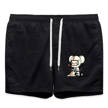 Go-Kart Maus-Rennfahrer - Badeshorts - Schwarz - Vorne - AI Model Male 185 light (185cm)